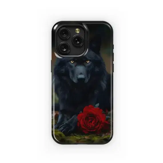 Black Wolf Red Rose
 Phone Case iPhone Samsung Cover Pixel 5647 - Image 1