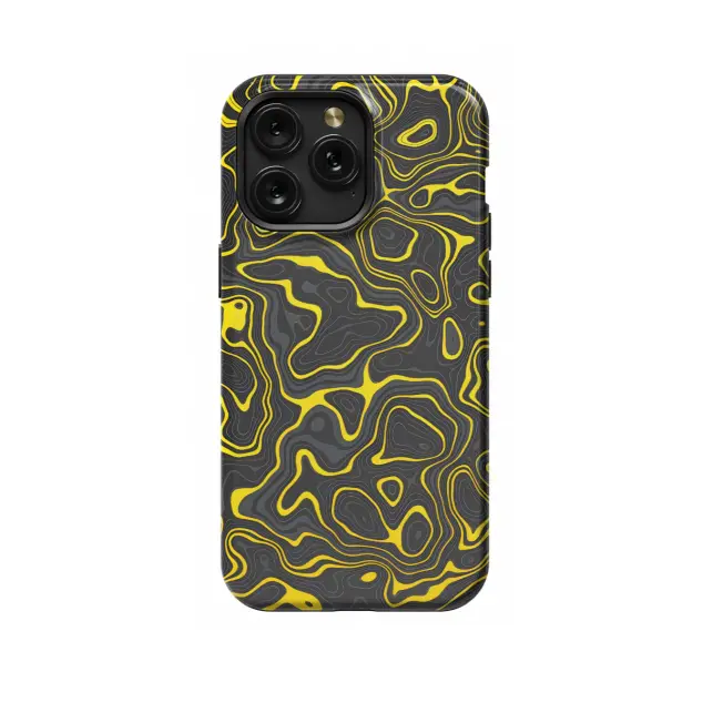 Black Yellow Topographic Map Phone Case iPhone Samsung Pixel & More 330