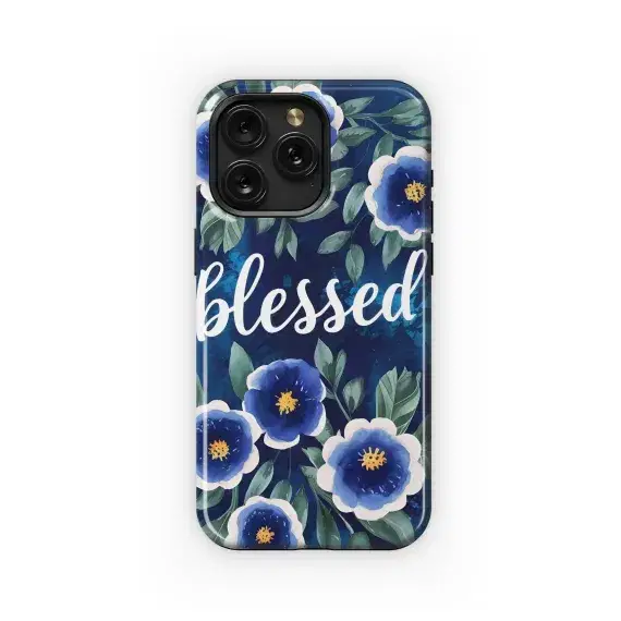 Blessed Blue Floral Design Phone Case iPhone Samsung Cover Pixel 5030 - Image 1