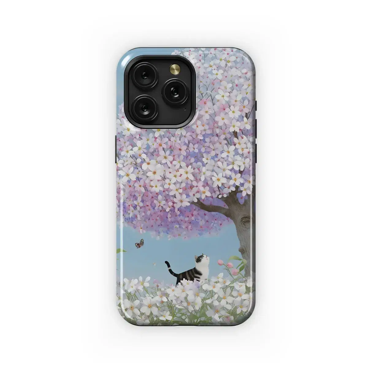 Blossom Dreams and Curious Kitty Phone Case iPhone Samsung Cover Pixel 4950 - Image 1