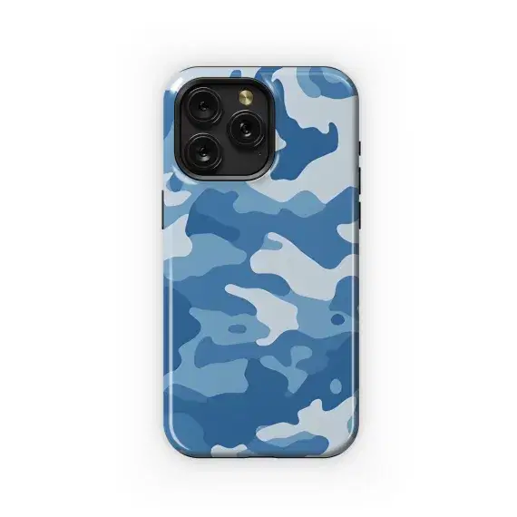 Blue Army Camo Phone Case iPhone Samsung Cover Pixel 2449 - Image 1
