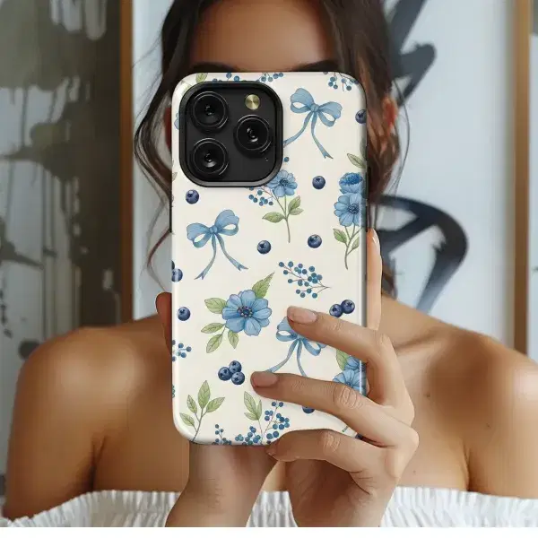 Blue Blooms and Bows Phone Case iPhone Samsung Cover Pixel 5776 - Image 1