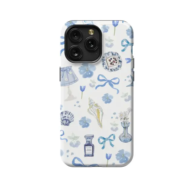 Blue Collage Coquette Bow Phone Case iPhone Samsung Cover Pixel 1016