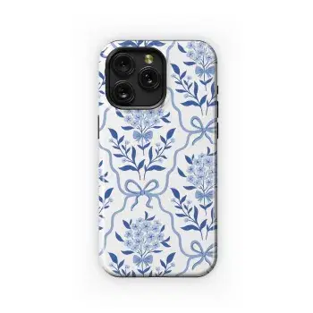 Blue Floral Damask Phone Case iPhone Samsung Cover Pixel 3661 - Image 1
