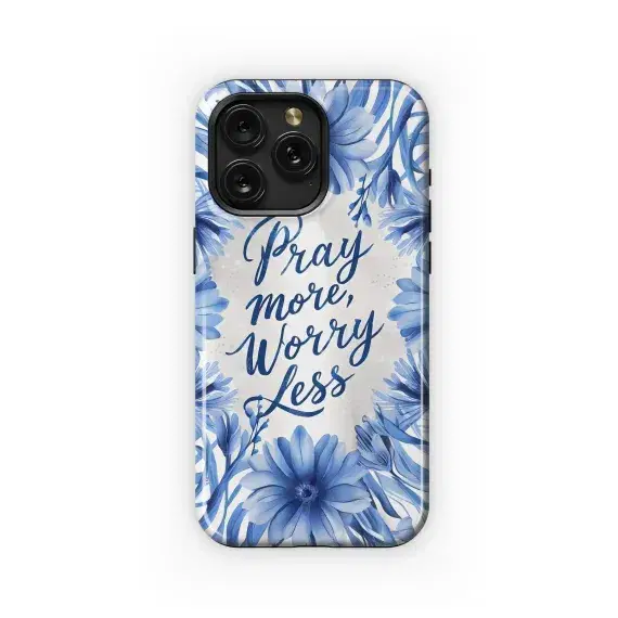 Blue Floral Prayer Design Phone Case iPhone Samsung Cover Pixel 5031 - Image 1