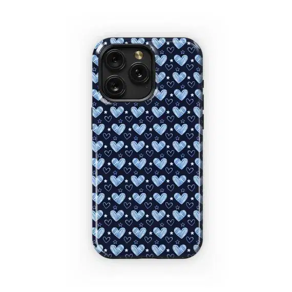 Blue Hearts & Stars
 Phone Case iPhone Samsung Cover Pixel 5588 - Image 1