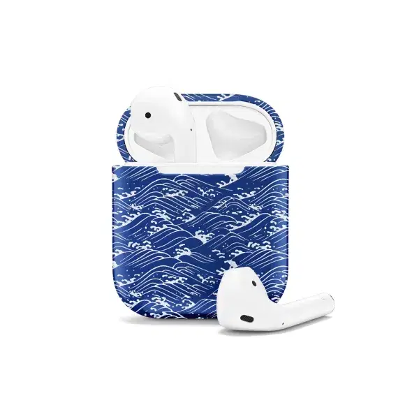 Blue Japanese Seigaiha Wave AirPods Case AirPods Pro AirPods Pro 2 AirPods 3 AirPods 2 Glossy 1503 - Image 1