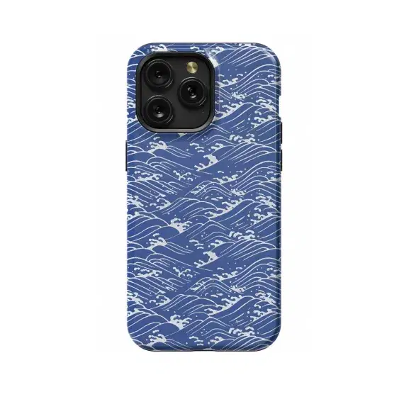 Blue Japanese Seigaiha Wave Phone Case iPhone Samsung Pixel & More 225 - Image 1