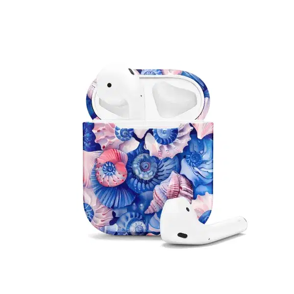 Blue Pink Seashell Art AirPods Case AirPods Pro AirPods Pro 2 AirPods 3 AirPods 2 Glossy 1186 - Image 1