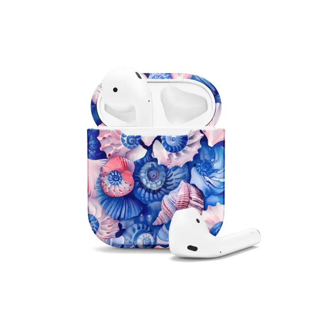 Blue Pink Seashell Art AirPods Case AirPods Pro AirPods Pro 2 AirPods 3 AirPods 2 Glossy 1186
