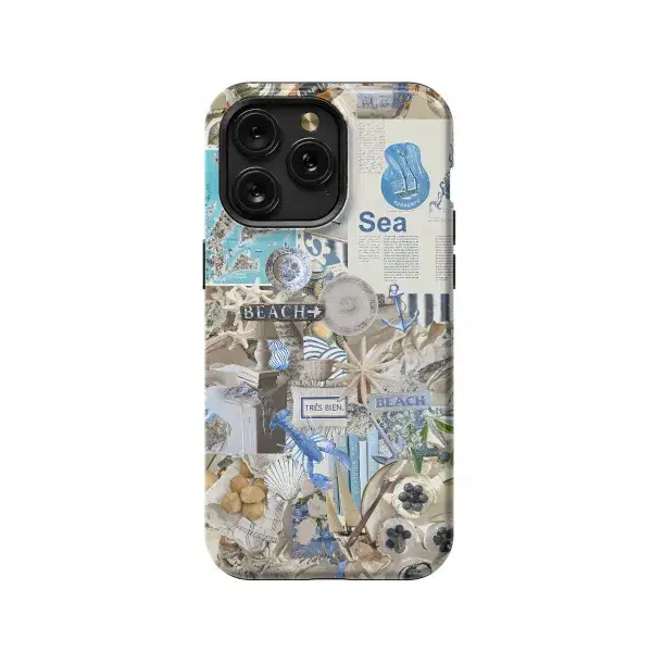 Blue Sea Star Pearl Delfin Collage Phone Case iPhone Samsung Pixel & More #542 - Image 1