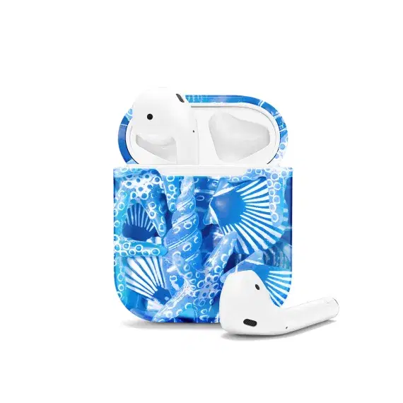 Blue Summer Abstract Sea Shell AirPods Case AirPods Pro AirPods Pro 2 AirPods 3 AirPods 2 Glossy 1184 - Image 1