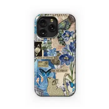 Blue Vintage Collage Design Phone Case iPhone Samsung Cover Pixel 4962 - Image 1