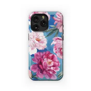 Blue Watercolor Peonies Phone Case iPhone Samsung Cover Pixel 3567 - Image 1
