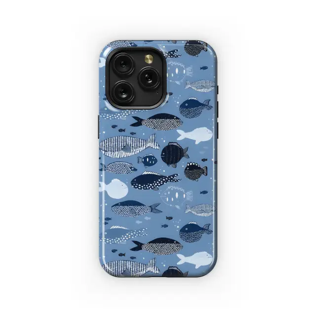 Blue with Fish Phone Case iPhone Samsung Cover Pixel 3273