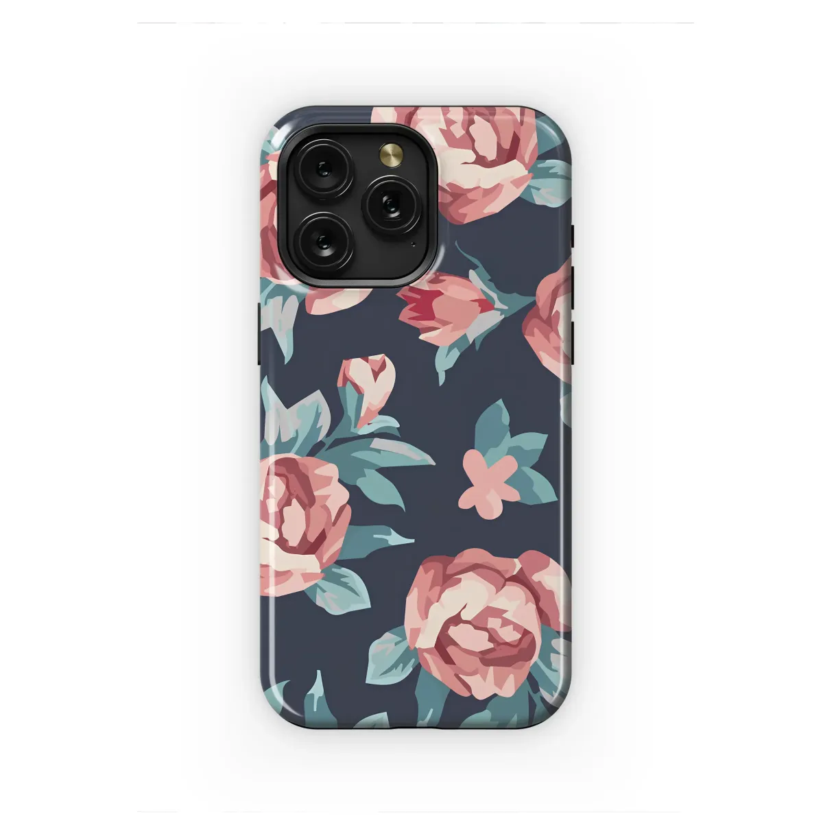 Blushing Blooms on a Navy Night Phone Case iPhone Samsung Cover Pixel 6467 - Image 1