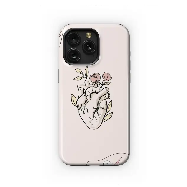 Boho Anatomical Heart Medical Illustration Phone Case Cover for iPhone 17 Pro Max 16 15 Plus 14 13 Mini Samsung S25 S24 Pixel 10 9 8194