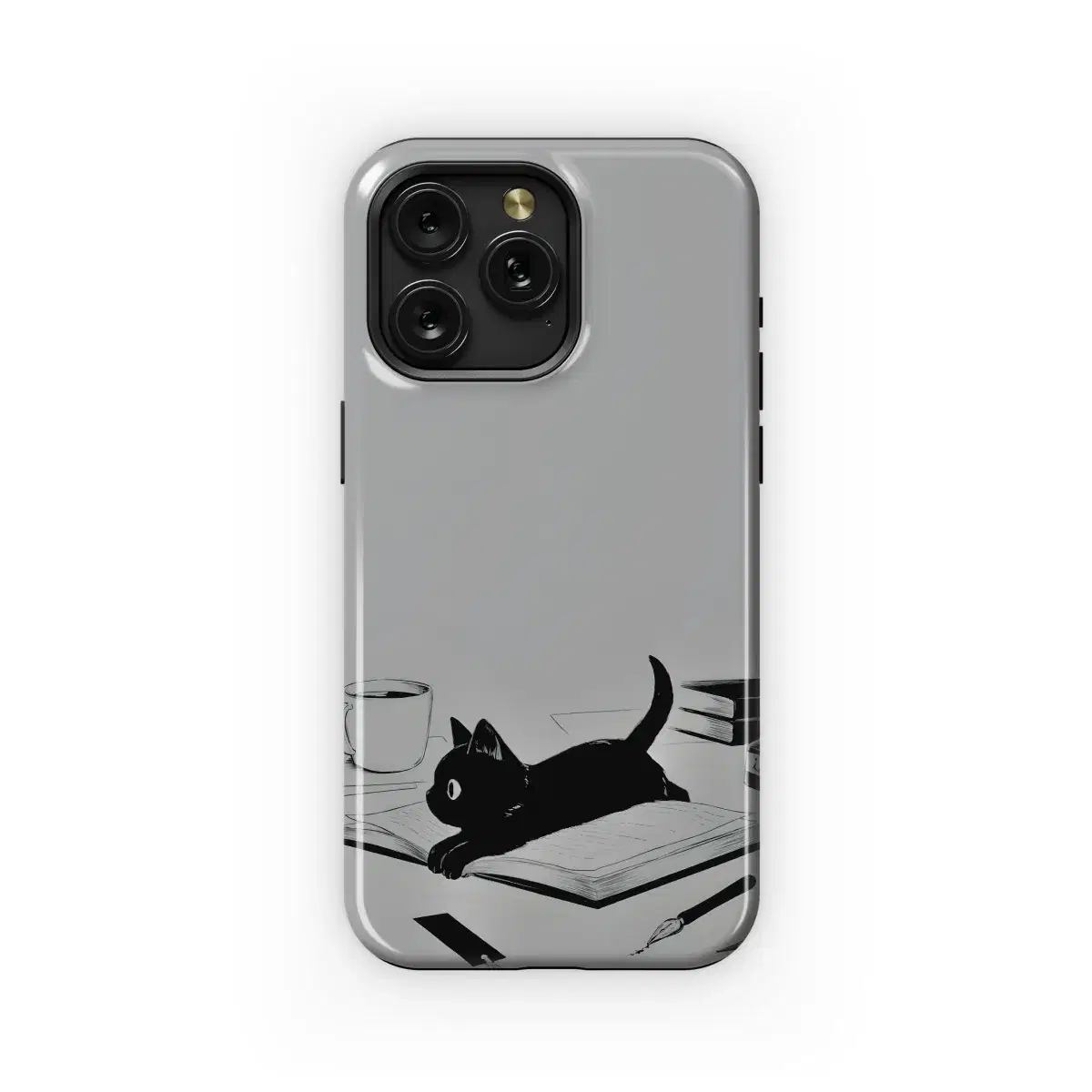 Book Lover Black Cat Reading Phone Case iPhone Samsung Cover Pixel 1951 - Image 1