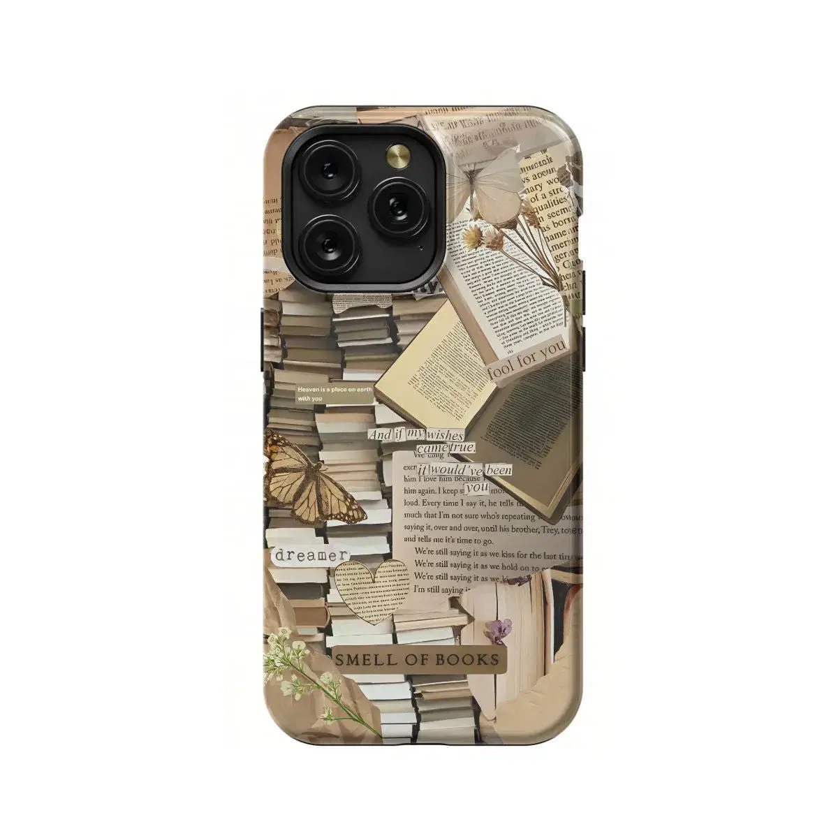 Book Lover Collage Butterfly Phone Case iPhone Samsung Pixel & More - Image 1