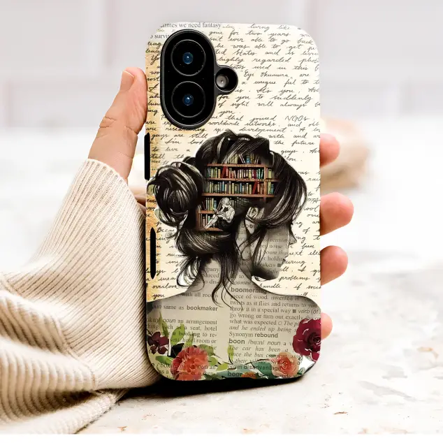 Book Lover Library Art Vintage Floral Silhouette for Readers Phone Case Cover for iPhone 17 Pro Max 16 15 13 Samsung S26 S25 Pixel 9971