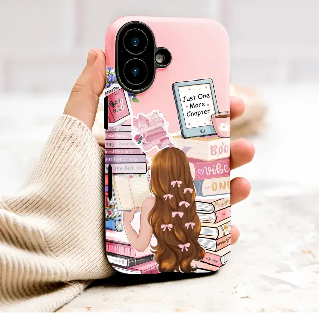 Book Lover Reading Girl Romance Tropes Illustration Phone Case Cover for iPhone 17 Pro Max 16 15 13 Samsung S25 S24 Pixel 9318