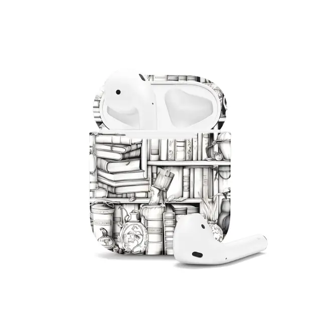 Book Shelf Lover Grayscale AirPods Case AirPods Pro AirPods Pro 2 AirPods 3 AirPods 2 Glossy 1592