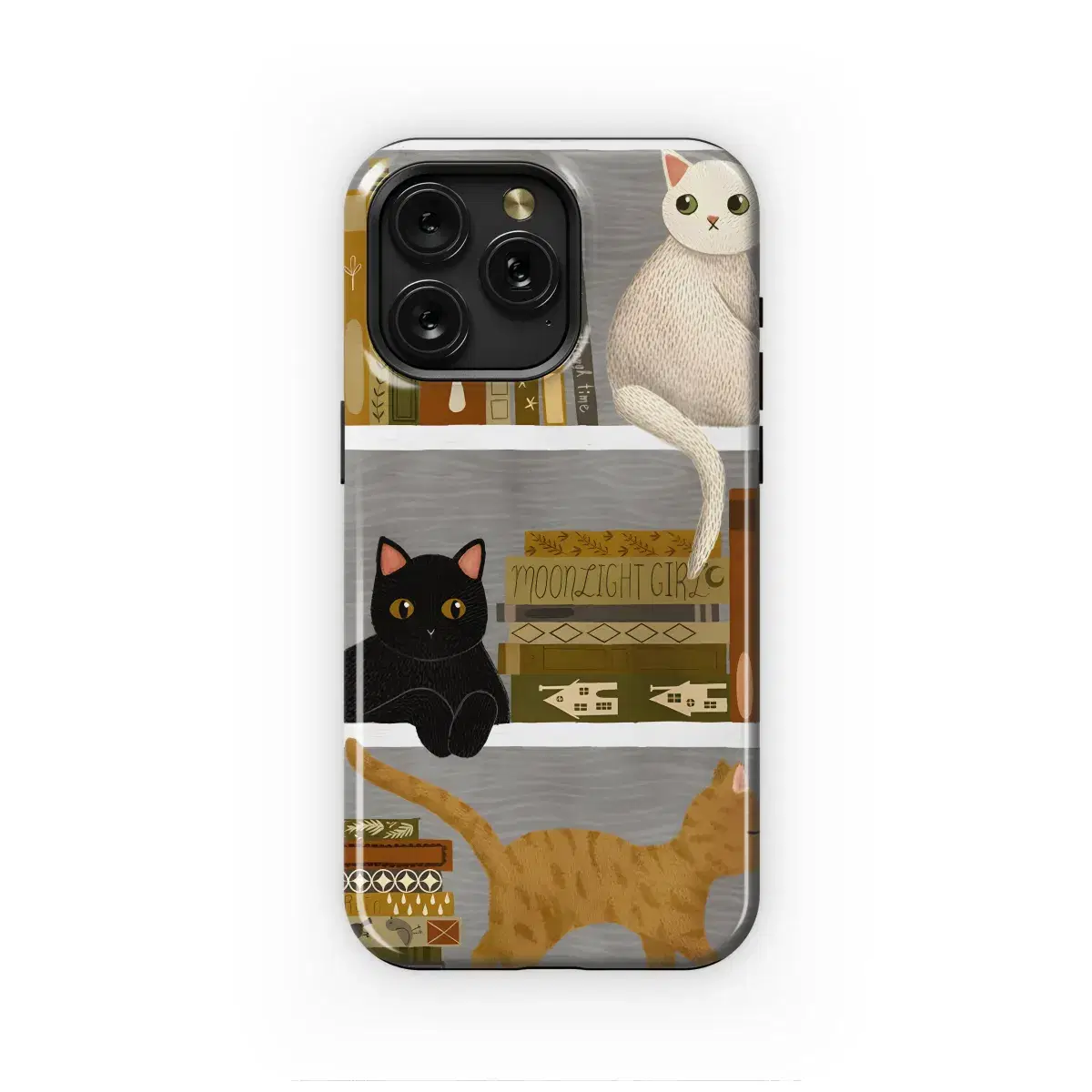 Bookshelf Cat  Phone Case iPhone Samsung Cover Pixel 1754 - Image 1