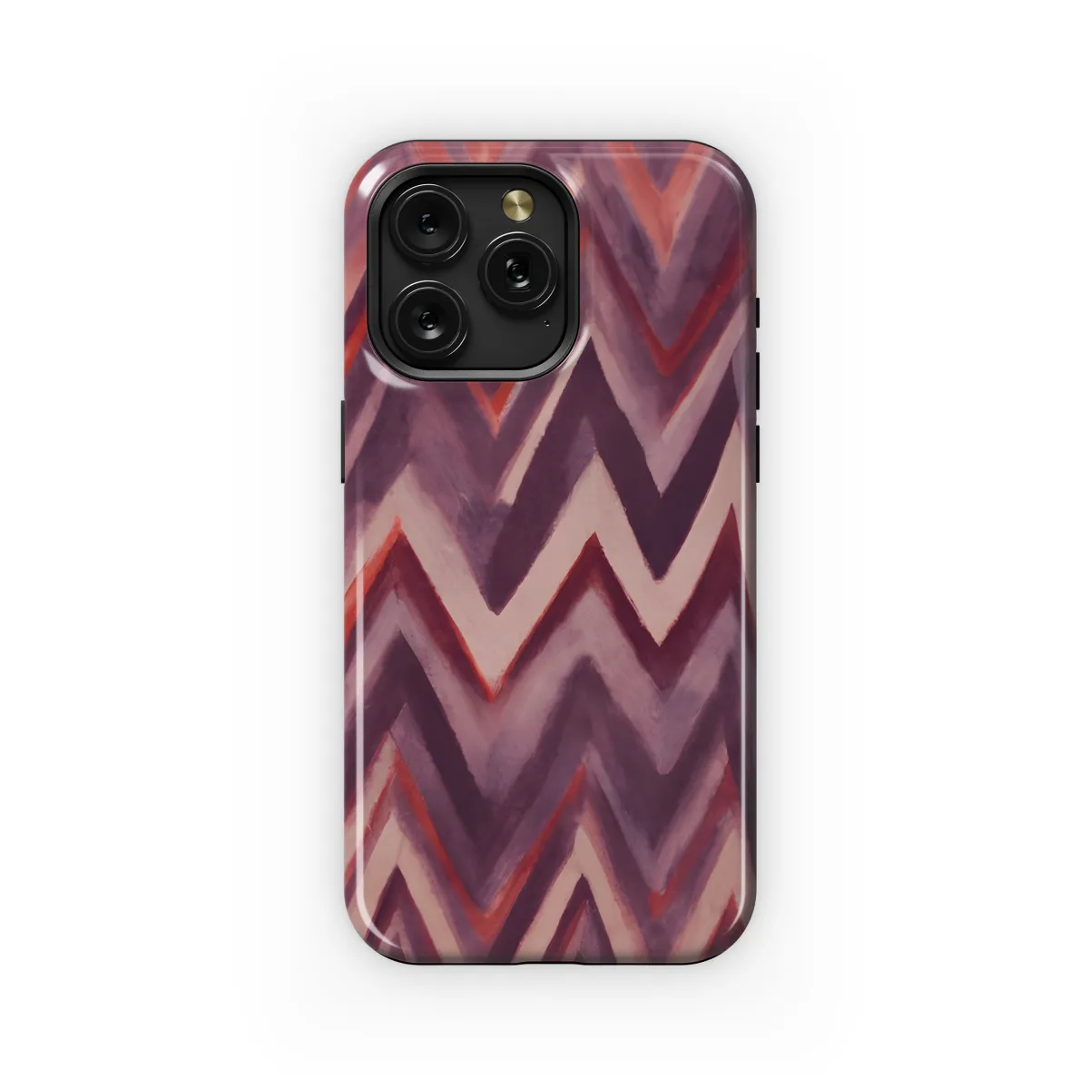 Bordeaux Zig Zag Watercolor Print Phone Case iPhone Samsung Cover Pixel 3429 - Image 1