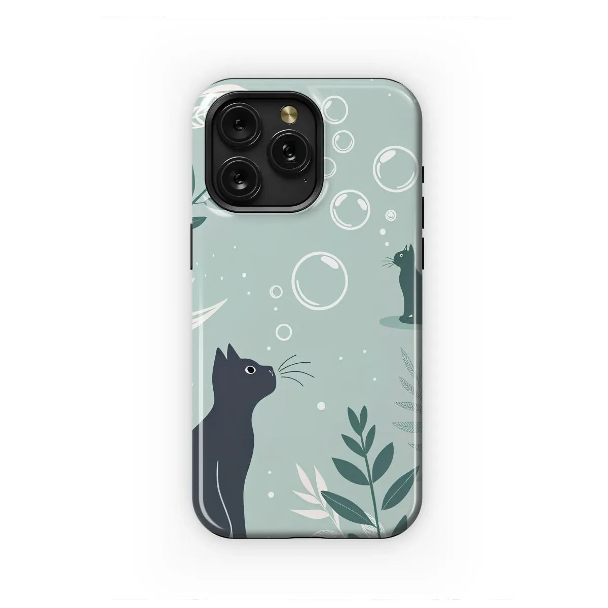 Botanical Cats and Bubble Dreams Phone Case iPhone Samsung Cover Pixel 6603 - Image 1