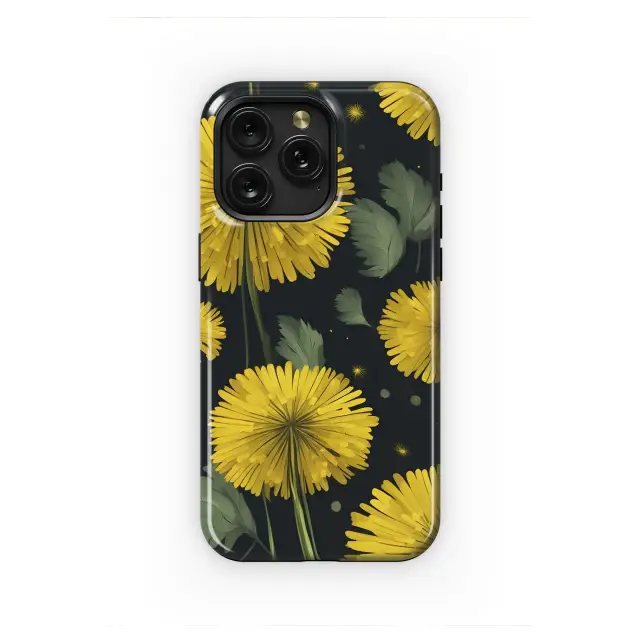 Botanical Yellow Dandelion Print Phone Case Cover for iPhone 17 Pro Max 16 15 Plus 14 13 Mini SE Samsung S25 S24 S23 Google Pixel 10 9 8324