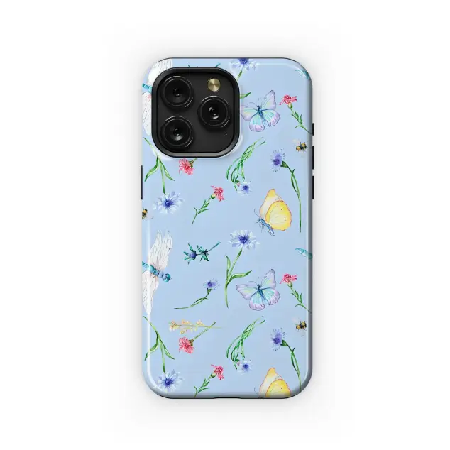 Butterfly Dragonfly Floral Pattern Phone Case iPhone Samsung Cover Pixel 5294