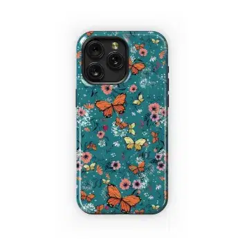 Butterfly Garden on Teal Phone Case iPhone Samsung Cover Pixel 4870 - Image 1