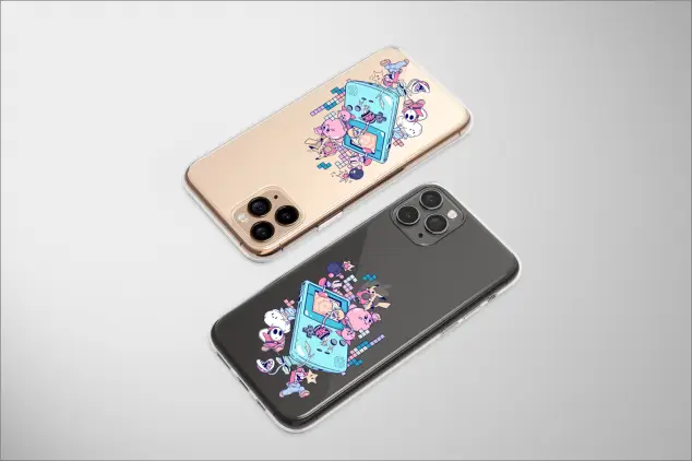 Clear Gaming Room Wall Art Phone Case, Kawaii Gamer Gift, 90s Anime Art, Gamer Aesthetic, Cozy Lofi Art, Gamer Christmas Gift, Retro Gamer, Pink Pastel Art