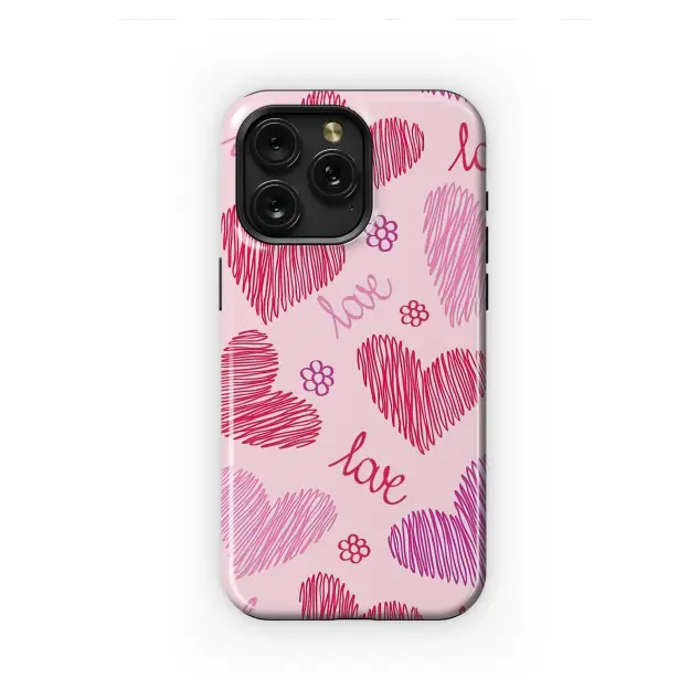 Carefree Love and Scribbled Hearts Phone Case iPhone Samsung Cover Pixel 6549