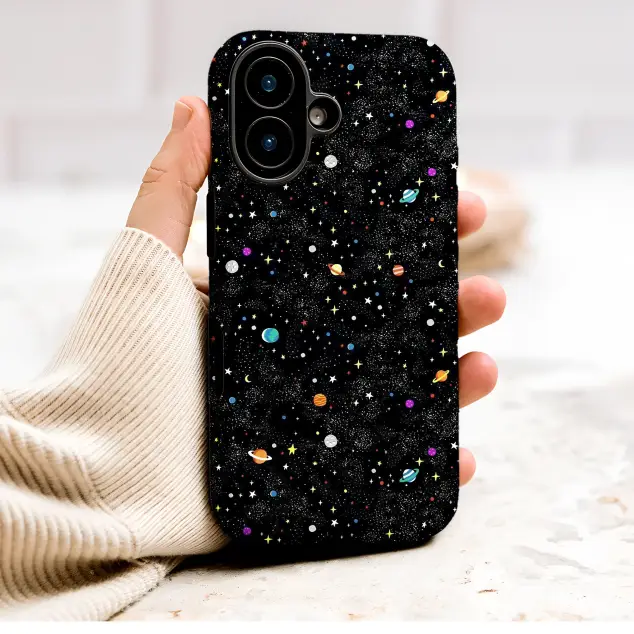 Cartoon Galaxy Planets Stars Universe Design Phone Case Cover for iPhone 17 Pro Max 16 15 Plus 14 13 Mini Samsung S26 S25 Pixel 10 9 9499
