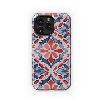 Cartoon Mexican Tile Flower Ogee Phone Case iPhone Samsung Cover Pixel 3379 - Image 1