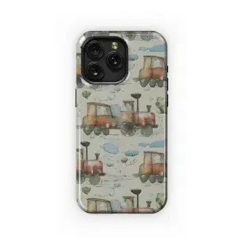 Cartoon Train Watercolor Transport Phone Case iPhone Samsung Cover Pixel 3425 - Image 1