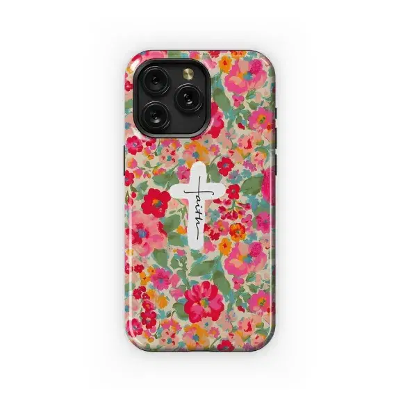 Catholic Christian Jesus Cross Floral Phone Case iPhone Samsung Cover Pixel 2003 - Image 1