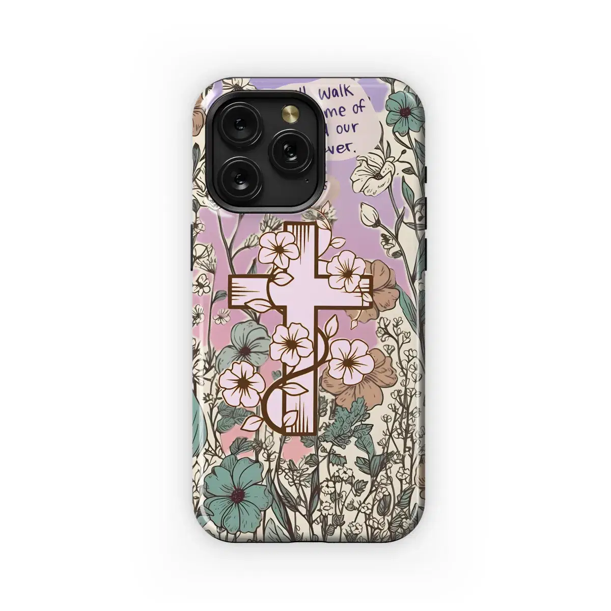 Catholic Christian Jesus Cross Floral Phone Case iPhone Samsung Cover Pixel 2004 - Image 1