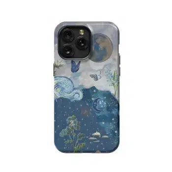 Celestial Blue Stars Butterfly Phone Case iPhone Samsung Pixel & More #313 - Image 1