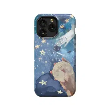 Celestial Blue Stars Phone Case iPhone Samsung Pixel & More - Image 1