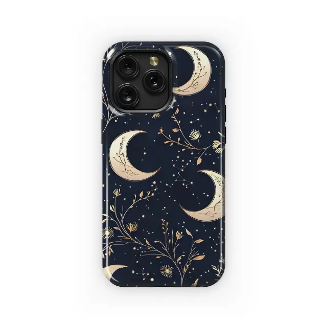 Celestial Gold Moon Flora Pattern Phone Case iPhone Samsung Cover Pixel 5247