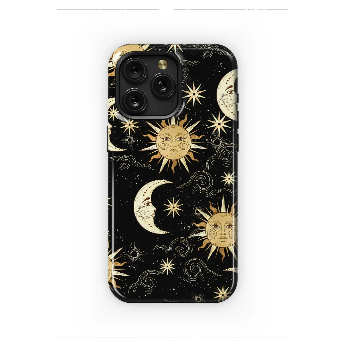 Celestial Harmony Golden Night Sky Phone Case iPhone Samsung Cover Pixel 7884 - Image 1