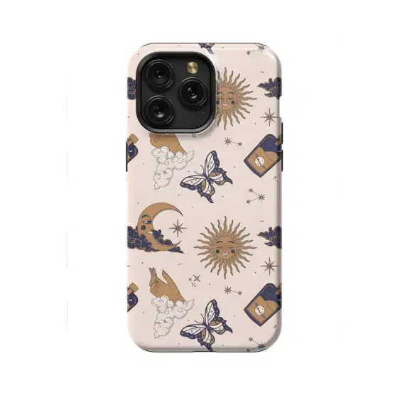 Celestial Moon and Sun Butterfly Phone Case iPhone Samsung Cover Pixel 1068 - Image 1