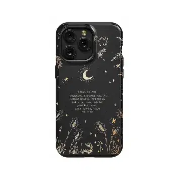 Celestial Moon Quote Flower Floral Phone Case iPhone Samsung Pixel & More - Image 1