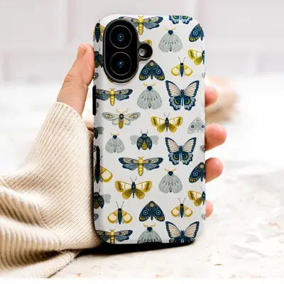 Celestial Moth Pattern Gothic Butterfly Design Phone Case Cover for iPhone 17 Pro Max 16 15 Plus 14 13 Mini Samsung S26 S25 Pixel 10 9 9682 - Image 1