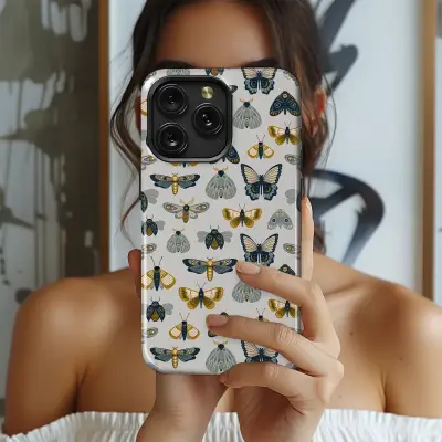 Celestial Moth Pattern Gothic Butterfly Design Phone Case Cover for iPhone 17 Pro Max 16 15 Plus 14 13 Mini Samsung S26 S25 Pixel 10 9 9682 - Image 2