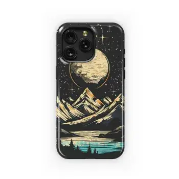 Celestial Night Mountain River Forest Landscape Moon Phone Case iPhone Samsung Cover Pixel 1733 - Image 1