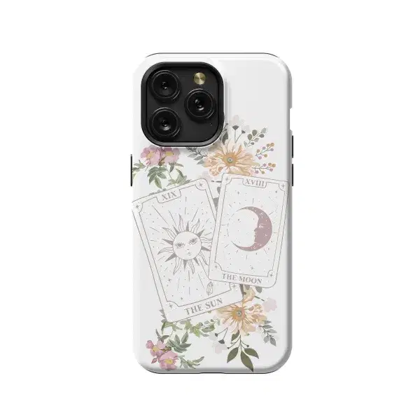 Celestial Tarot Cards Sun and Moon Flower Phone Case iPhone Samsung Pixel & More - Image 1