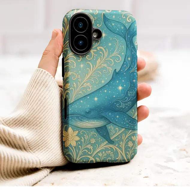 Celestial Whale Art Nouveau Floral Design Phone Case Cover for iPhone 17 Pro Max 16 15 Plus 14 13 Mini Samsung S25 S24 Pixel 10 9 9321